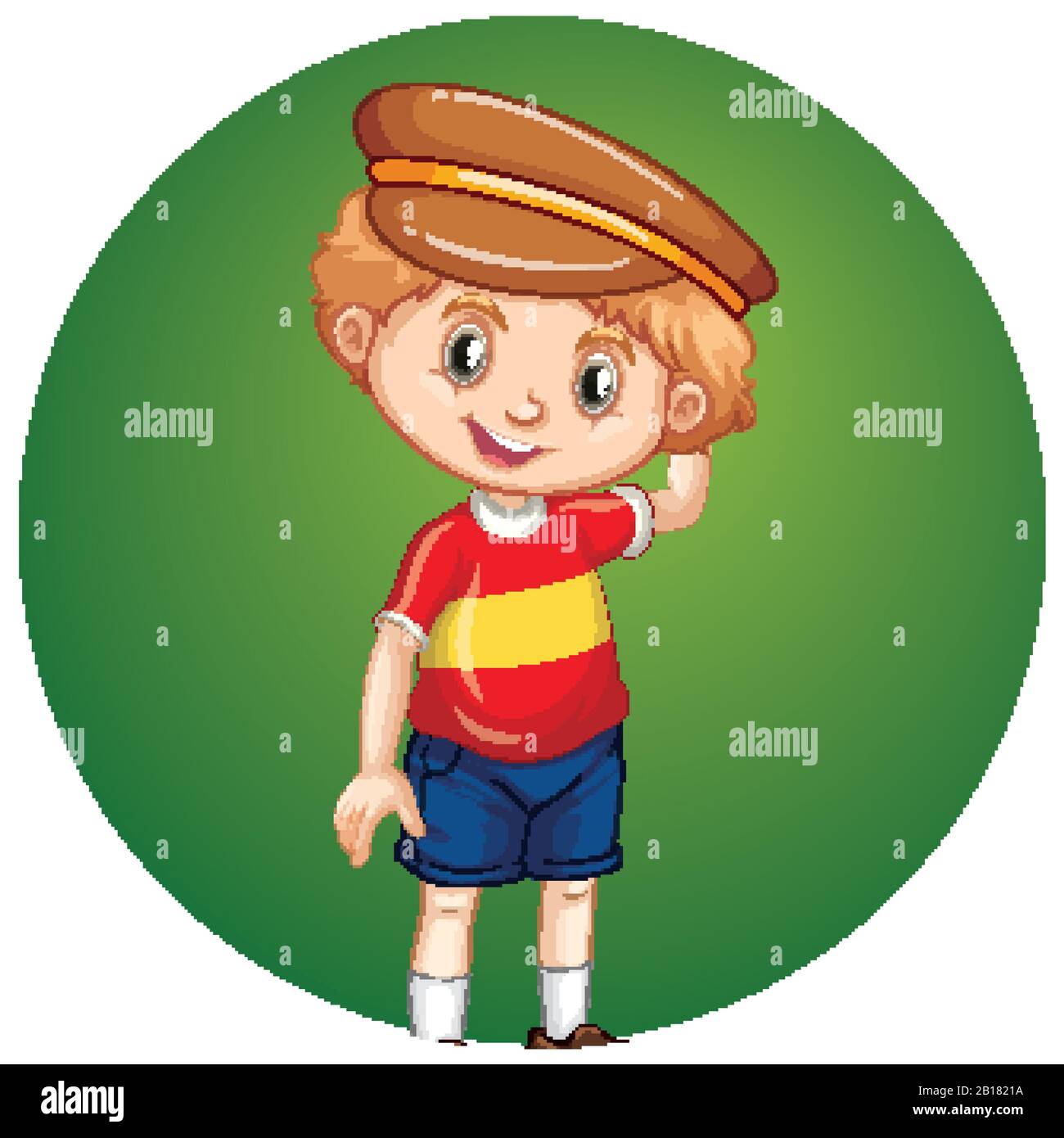 Happy boy on round background illustration Stock Vector Image & Art - Alamy