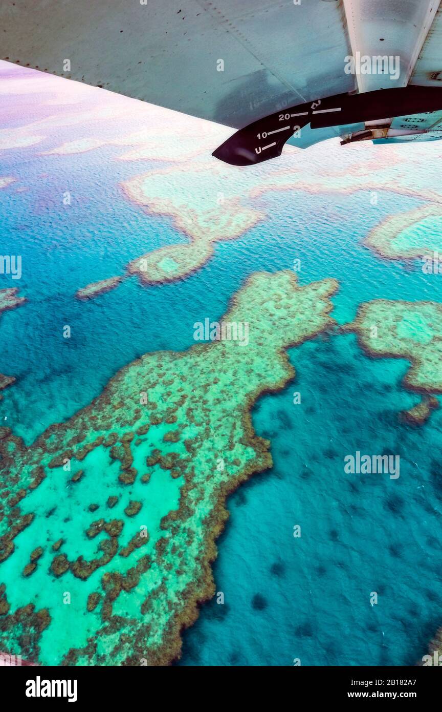 Australia, Queensland, Aerial view of Great Barrier Reef Stock Photo