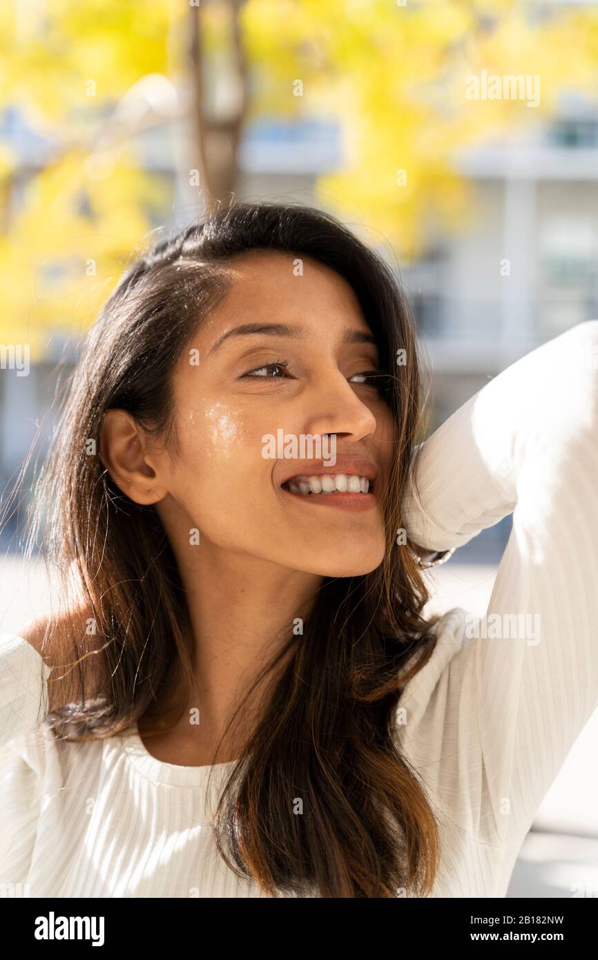 Young indian woman happy face hi-res stock photography and images - Alamy
