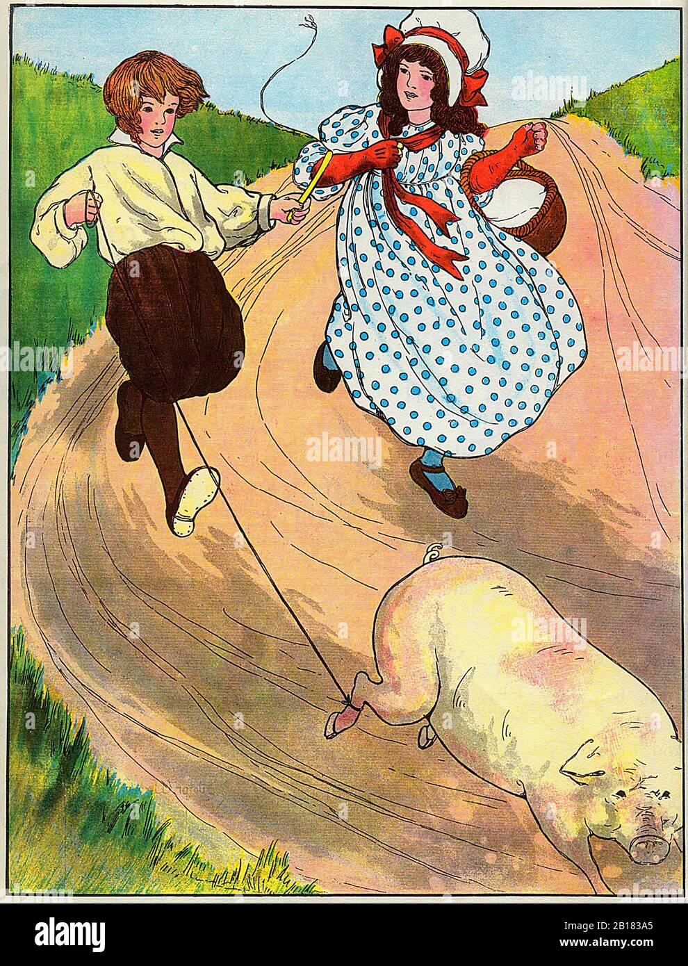https://c8.alamy.com/comp/2B183A5/to-market-to-market-to-buy-a-fat-pig-the-real-mother-goose-nursery-rhyme-illustration-by-blanche-fisher-wright-circa-1915-2B183A5.jpg