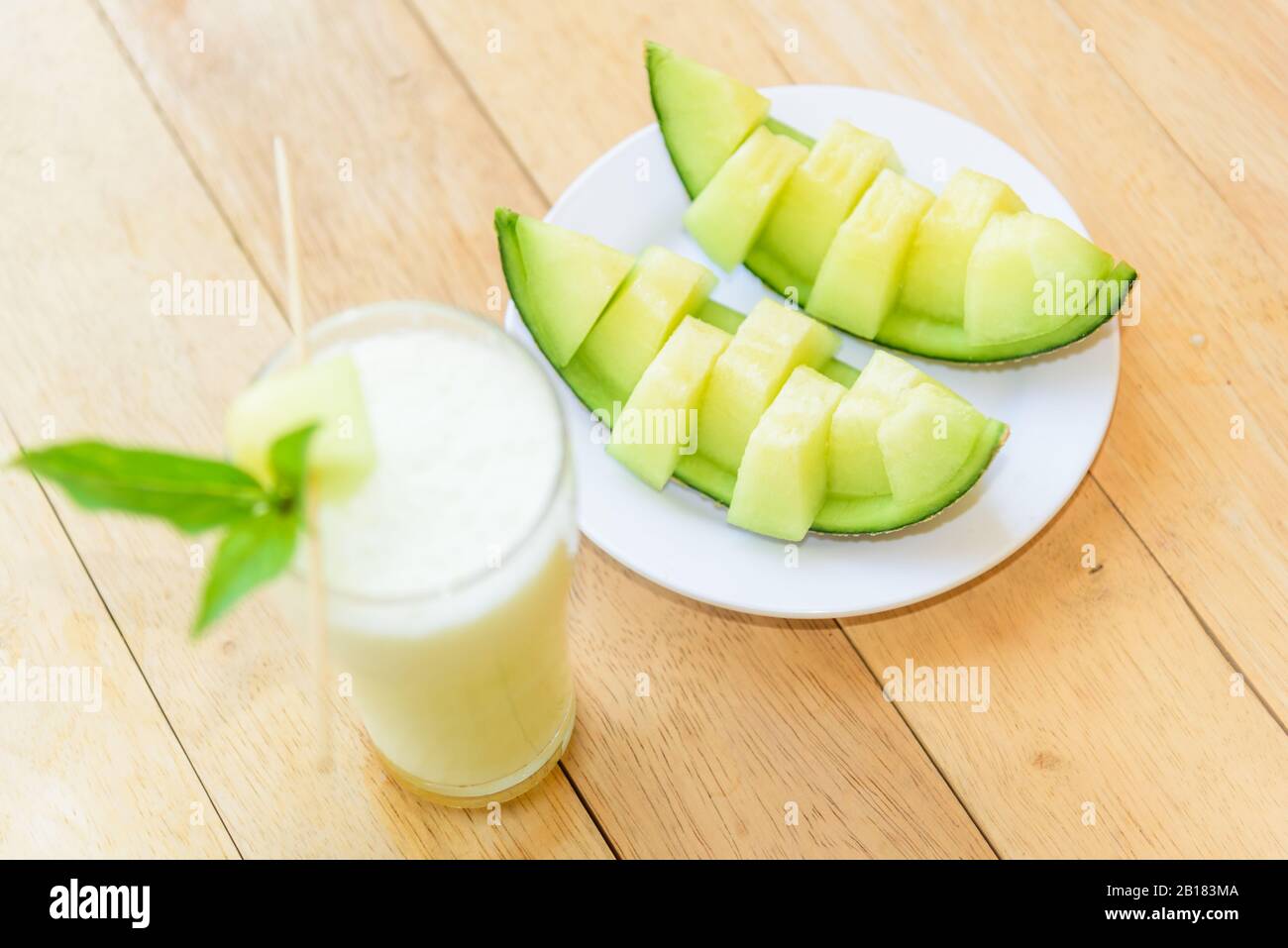 Milk melon Smoothie in glass Stock Photo Alamy