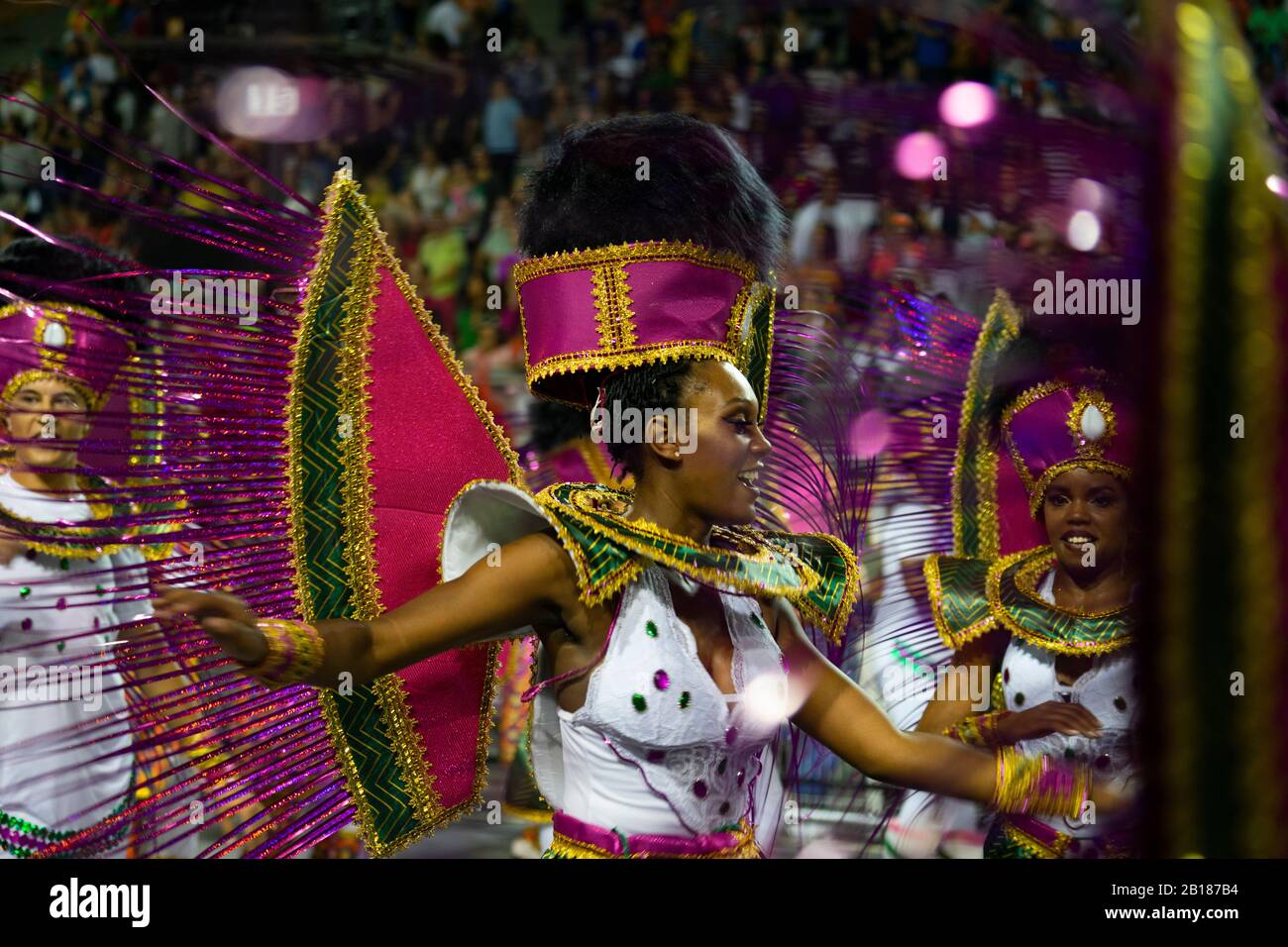 Lesser known that the Carnival of Rio de Janeiro, the Carnival in Sao Paulo has seen massive growth in the past few year, and can easily compete in be Stock Photo