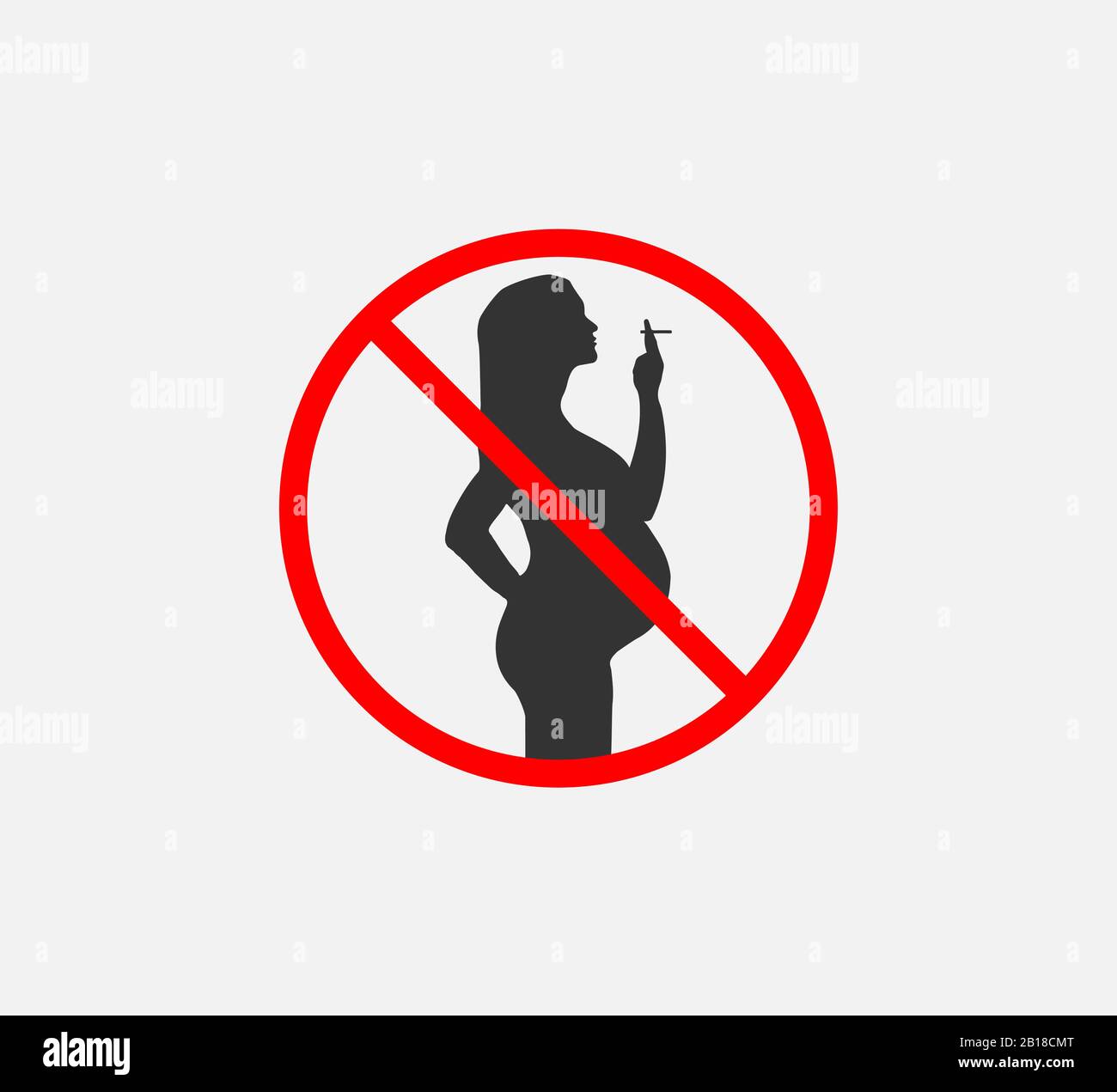 Danger for pregnant, no smoking. Vector illustration. Flat. Stock Vector