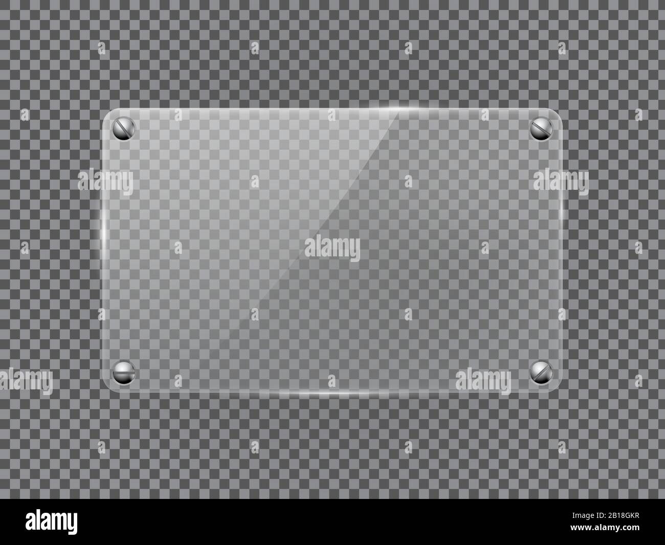 Glass transparent plate attached to background Stock Vector