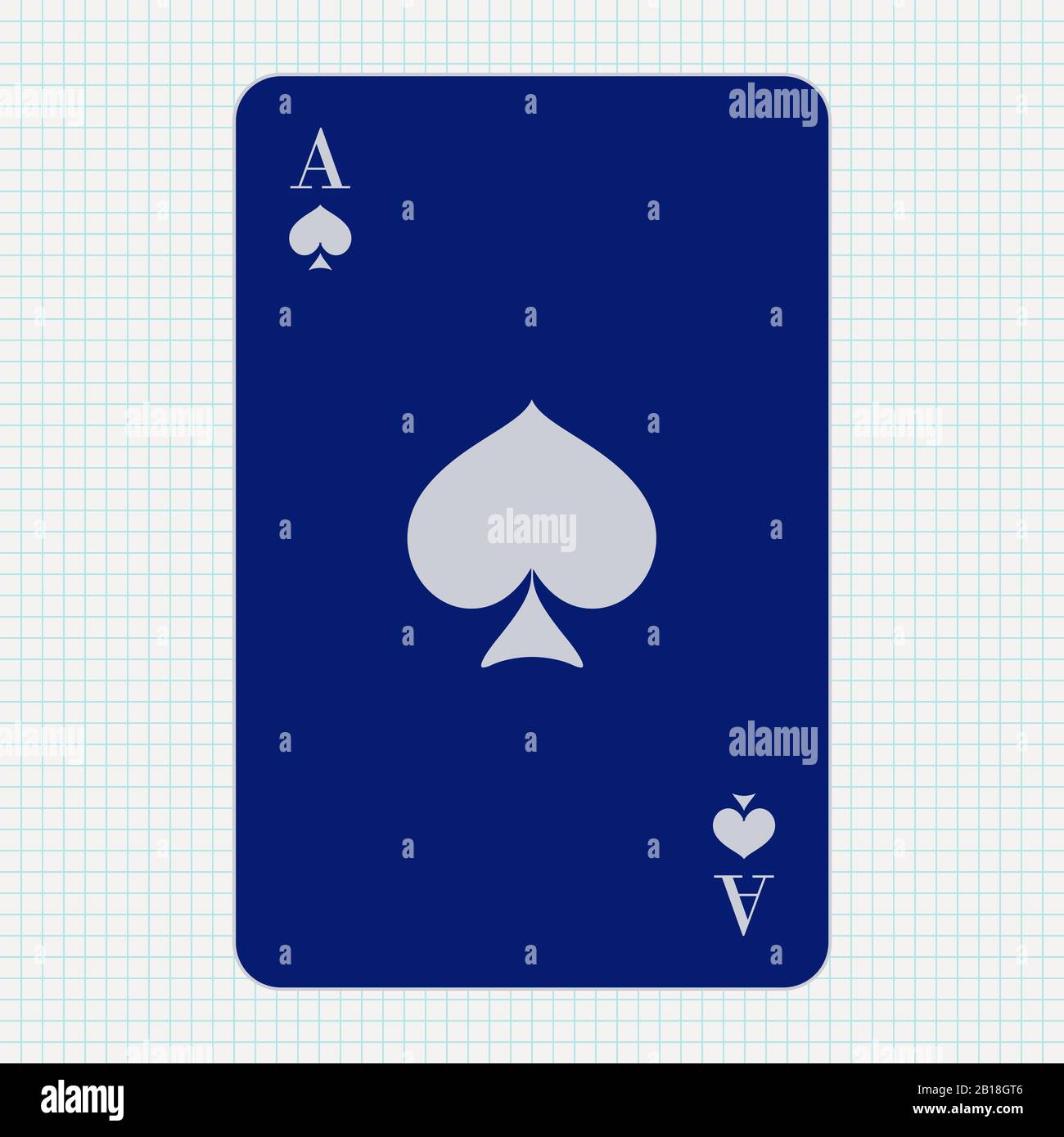 Ace of Spades. Blue icon on lined paper background Stock Vector Image