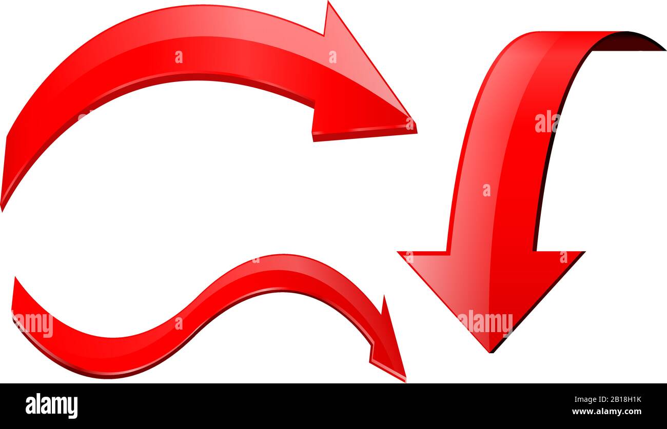 Red curved arrow down icon Cut Out Stock Images & Pictures - Alamy