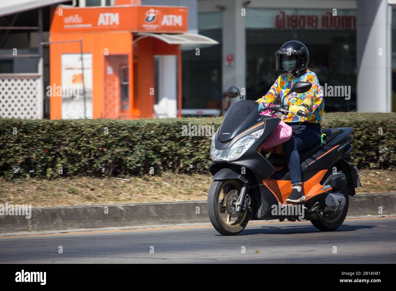 Chiangmai Thailand January 19 Private Honda Motorcycle Pcx 150 On Road No 1001 8 Km From Chiangmai Business Area Stock Photo Alamy