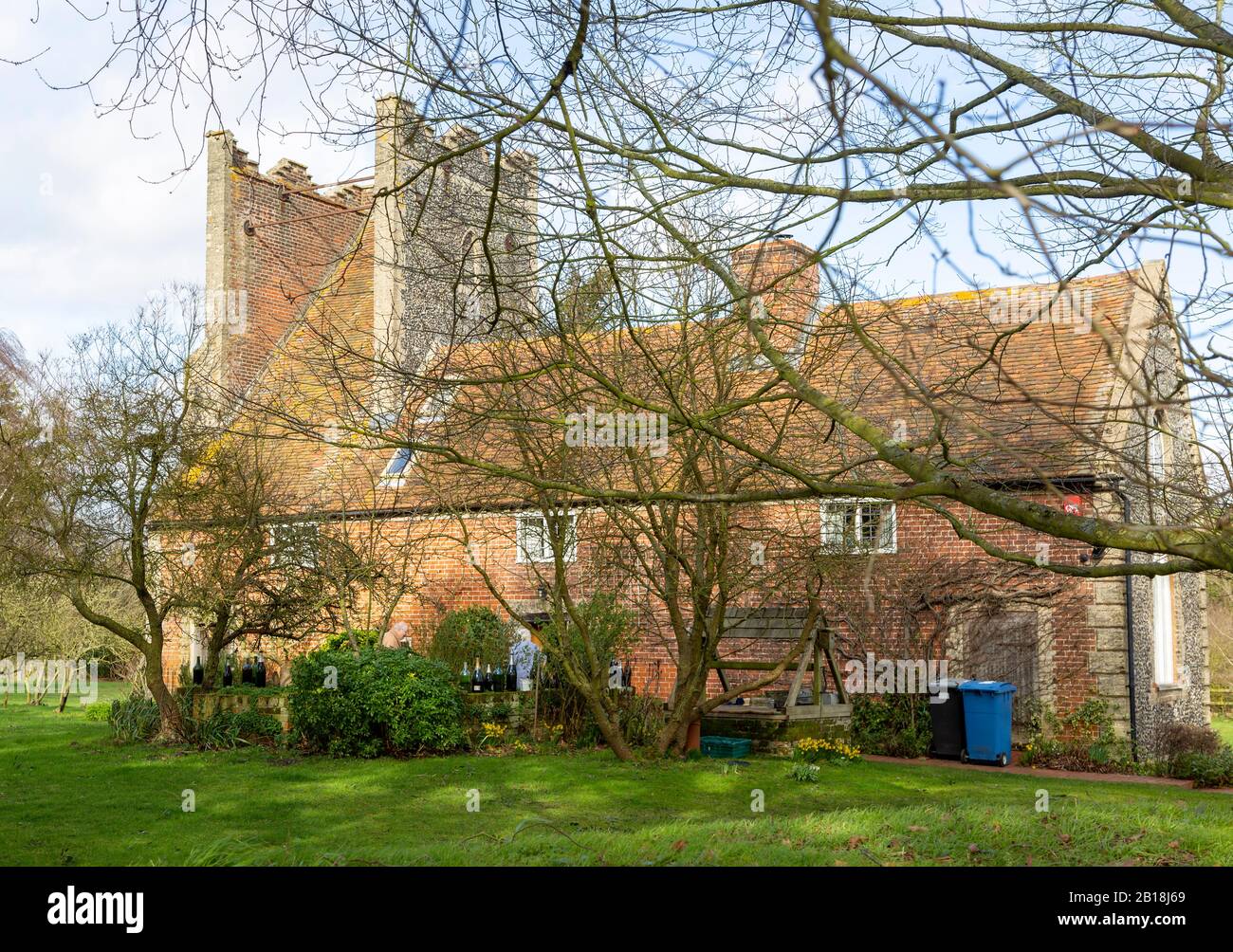 Folly house with false church tower, the Tattingstone Wonder, Suffolk