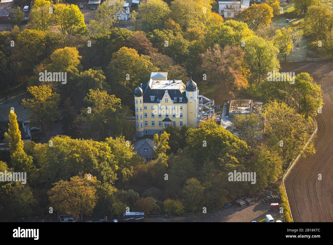 Aerial photograph, private school and boarding school Carpe Diem House  Broich GmbH Willich, Krefeld, Niederrhein, North Rhine-Westphalia, Germany,  for Stock Photo - Alamy