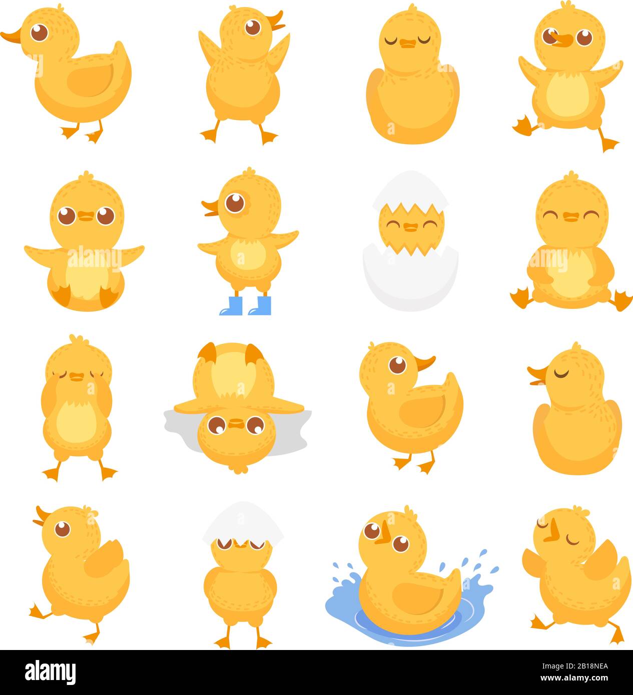Yellow duckling. Cute duck chick, little ducks and ducky baby isolated  cartoon vector illustration Stock Vector Image & Art - Alamy