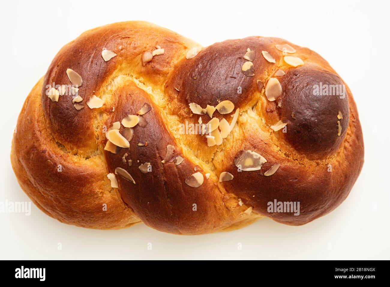 Sweet bread, easter tsoureki cozonac isolated on white background, top