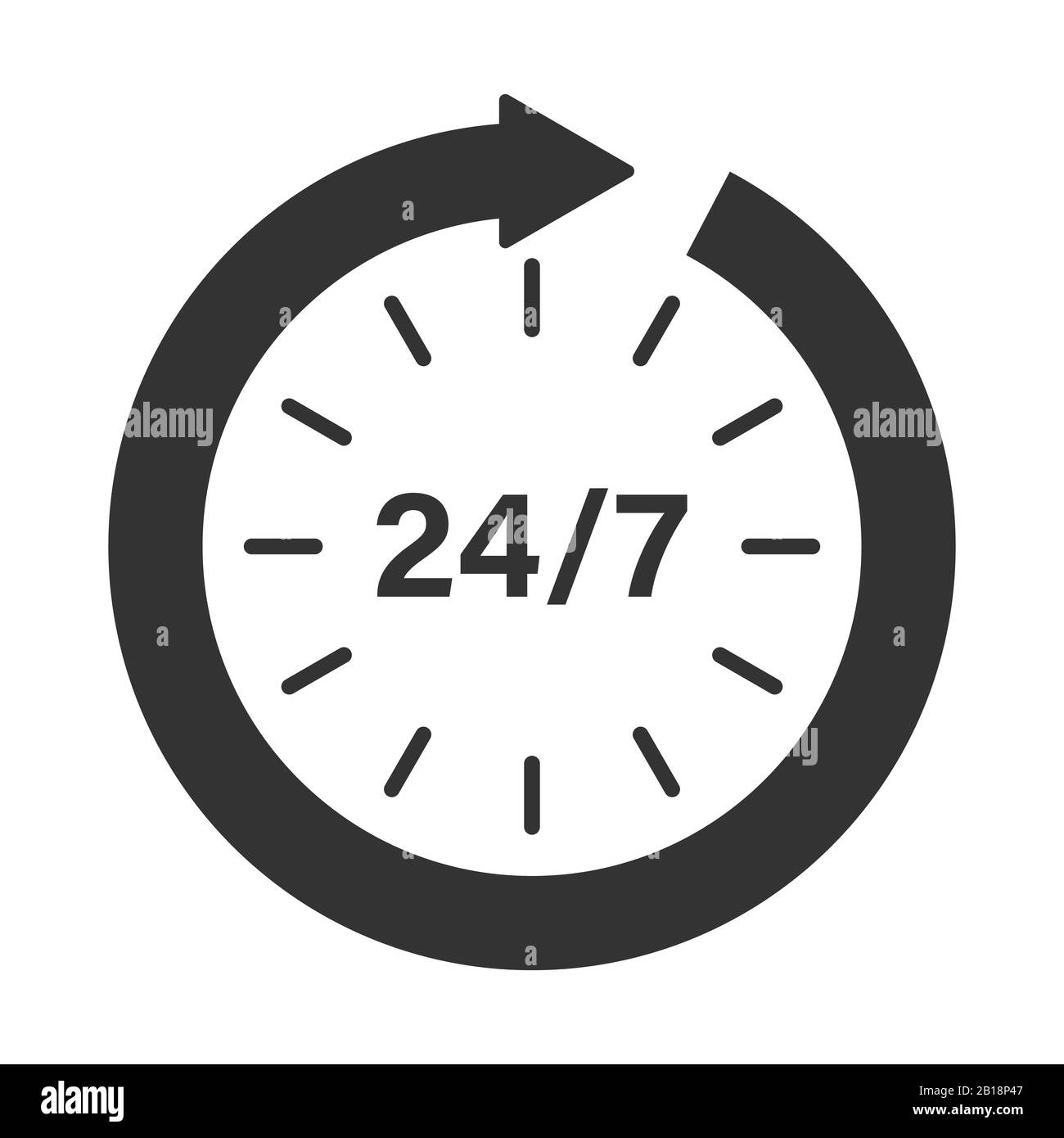 Clock icon. Organization work schedule 24 7.Pictogram for design ...