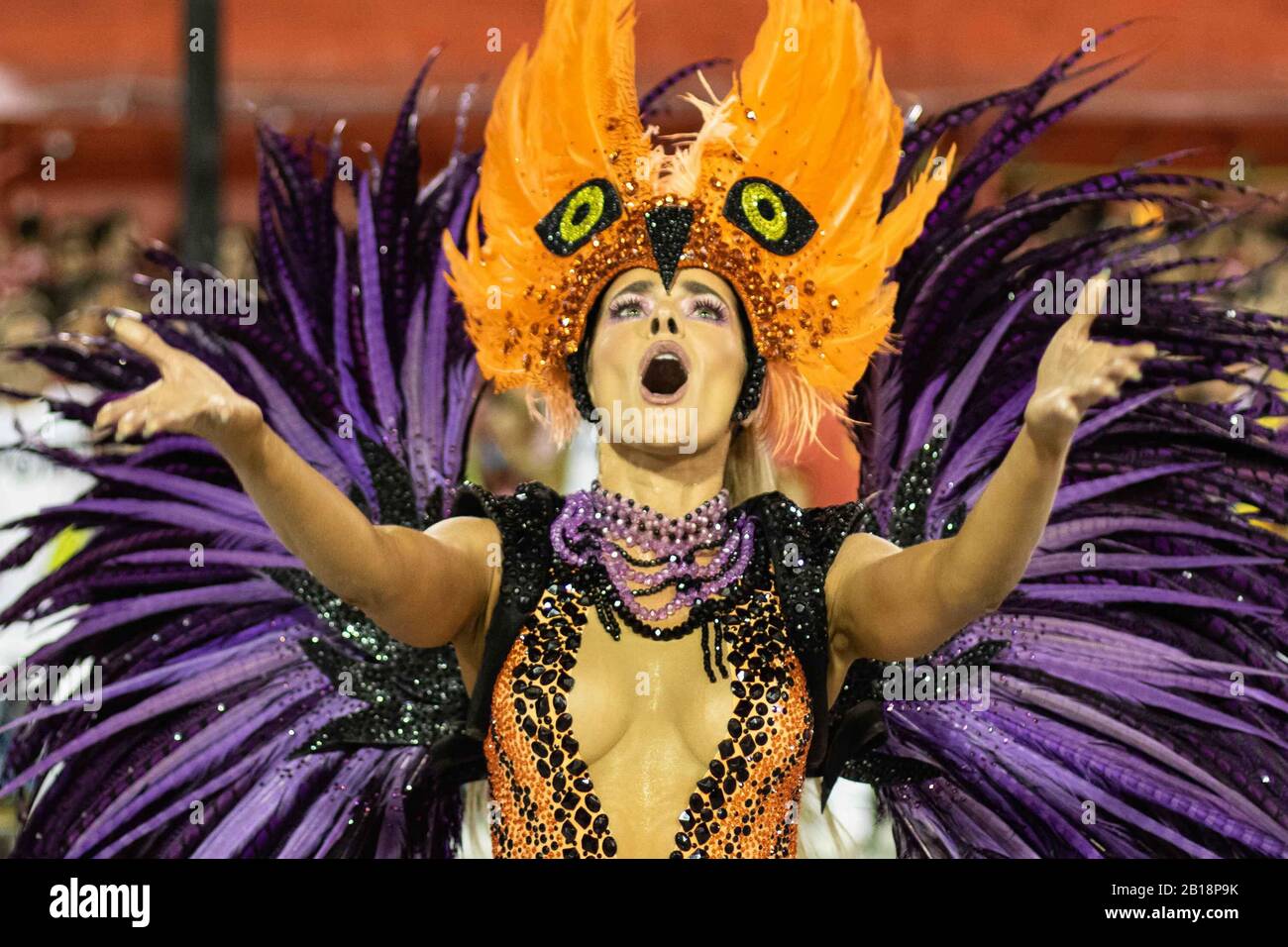 Rio De Janeiro Brazil 23rd Feb Floor Spot Monique Alfradique Of The Samba School Academicos Do Grande Rio During The First Day Of The Special Group Parade At The Carnival In