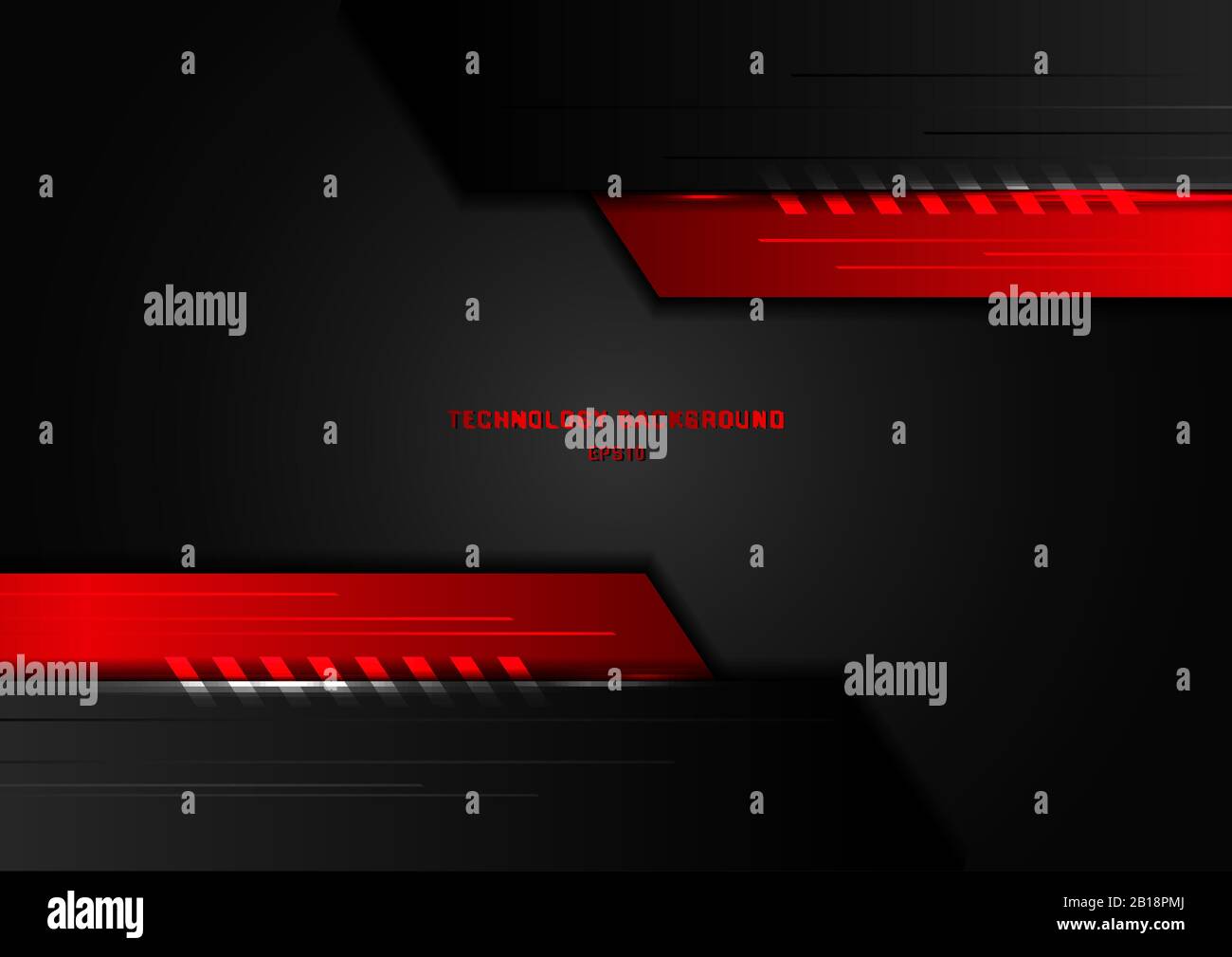 Abstract technology concept geometric black and red with lighting on ...