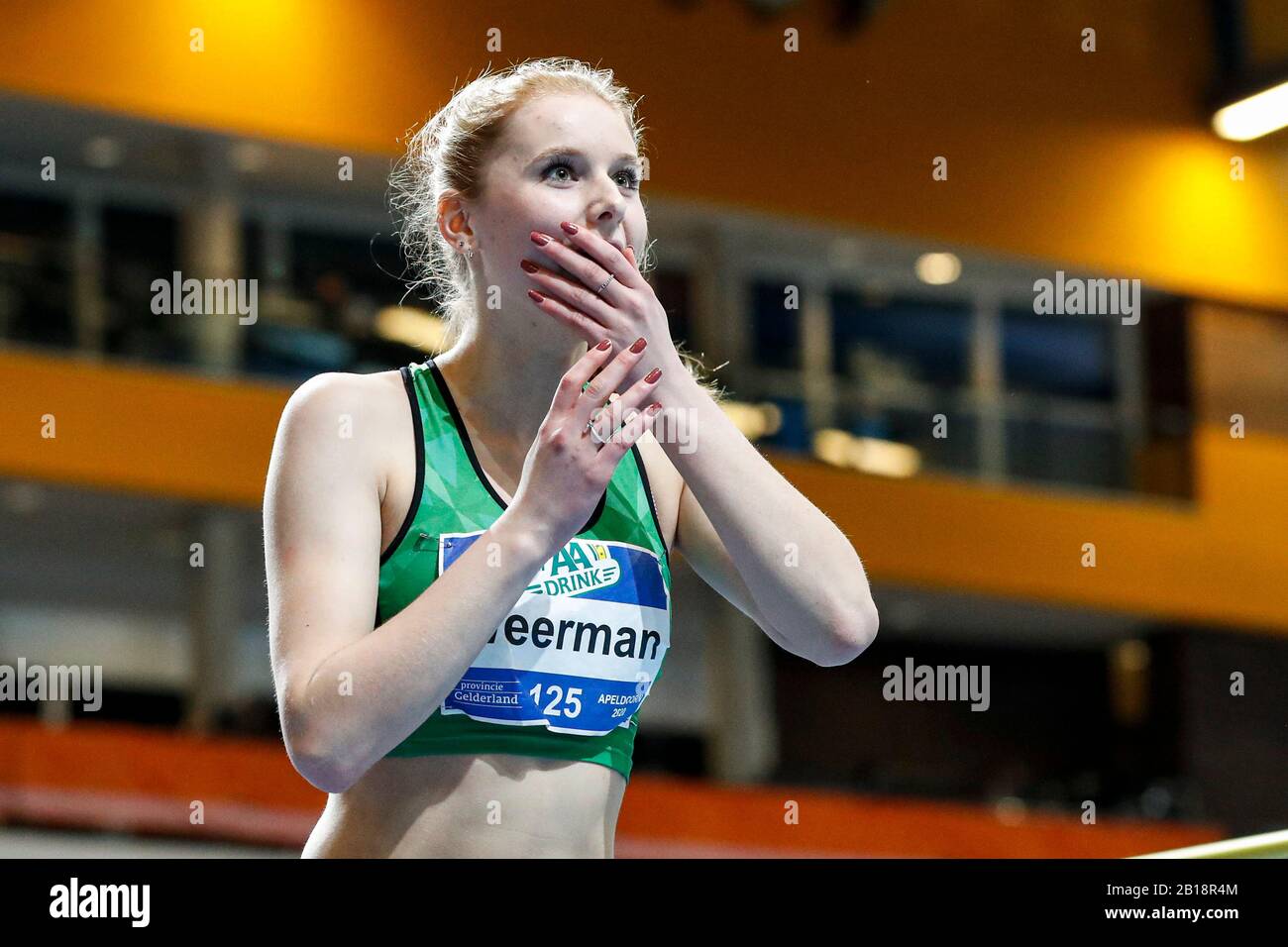 Apeldoorn, Netherlands. 23rd Feb, 2020. APELDOORN, 23-02-2020, Omnisport Apeldoorn, Women High Jump, season 2019/2020. Britt Weerman during the NK Atletiek 2020 Indoor Credit: Pro Shots/Alamy Live News Stock Photo