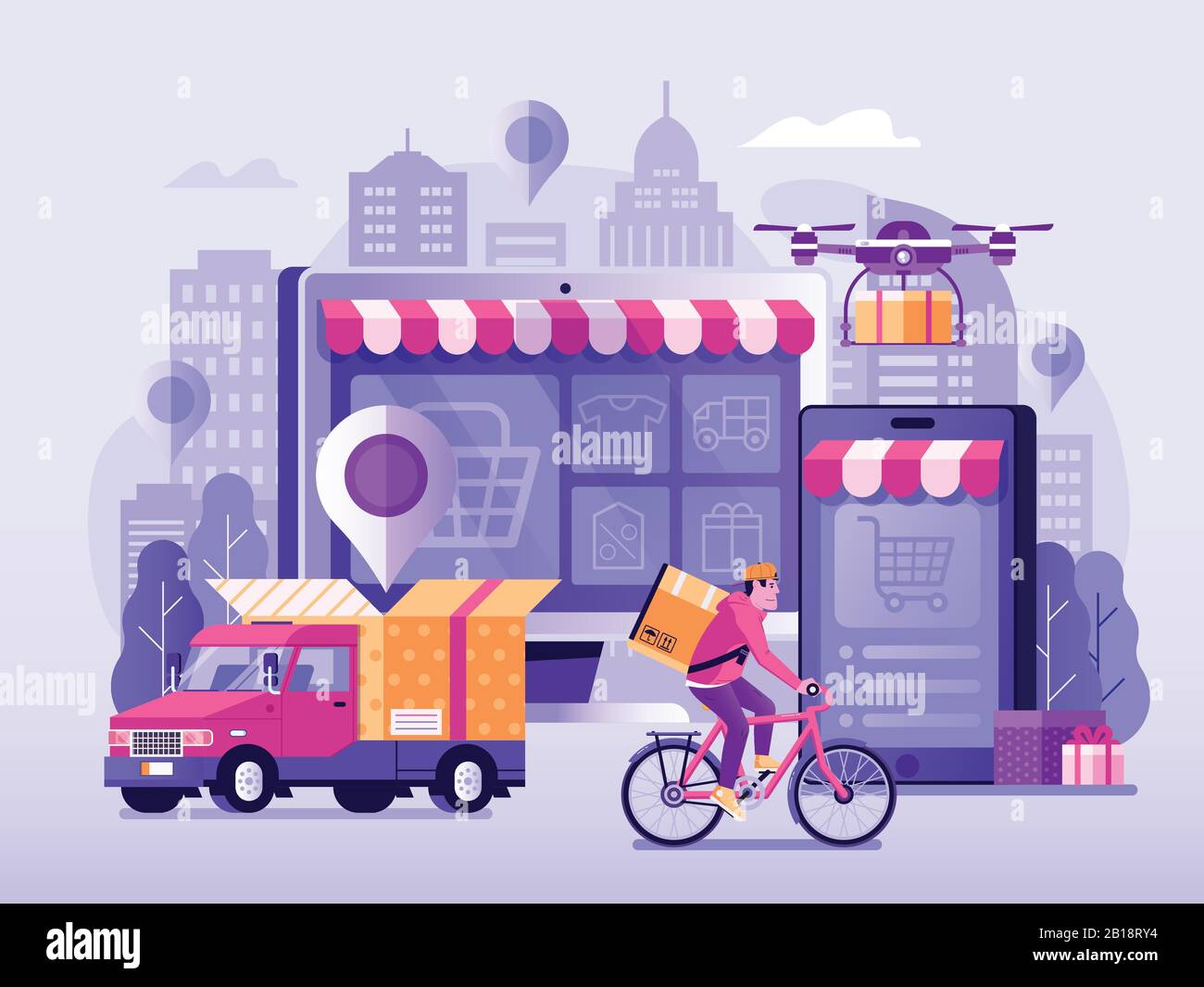 Online Delivery Service Illustration Stock Vector Image & Art - Alamy
