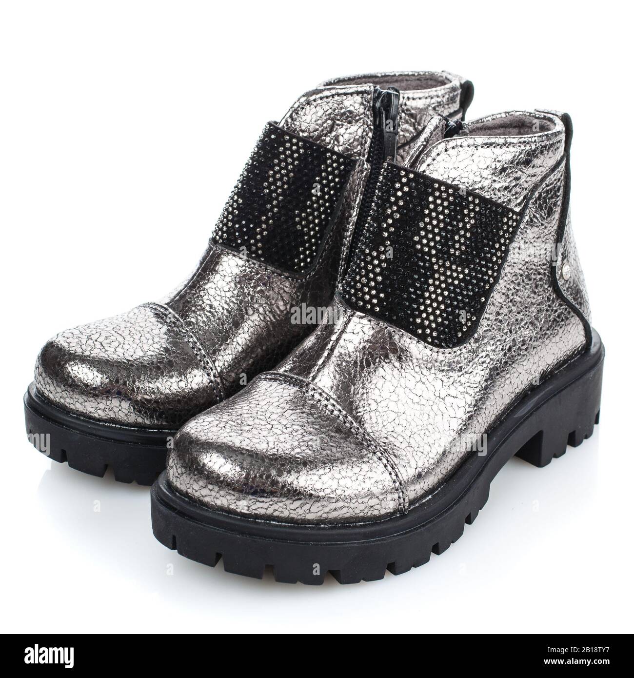 silver boots for girls isolated 
