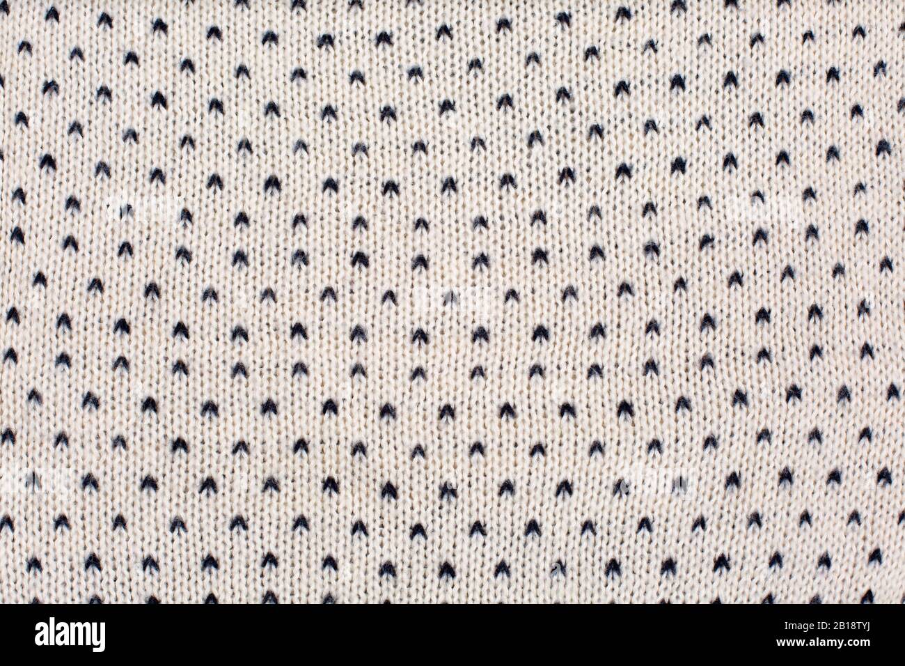 Black and white knitting pattern or Knitted Pattern Background. Stock Photo