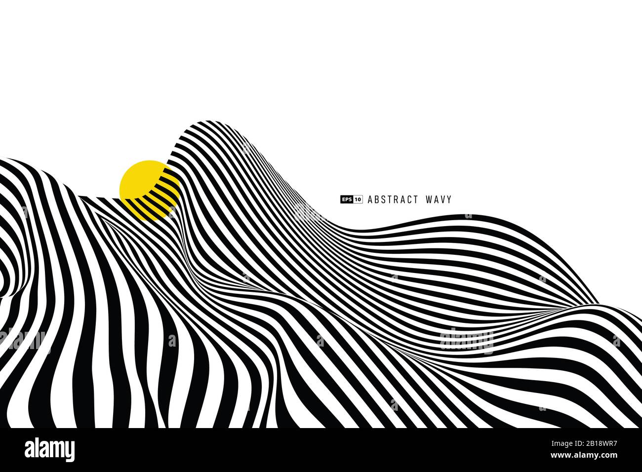 Abstract black and white stripe wavy line of distortion decorate cover background. Use for ad, poster, artwork, template design, print. illustration v Stock Vector