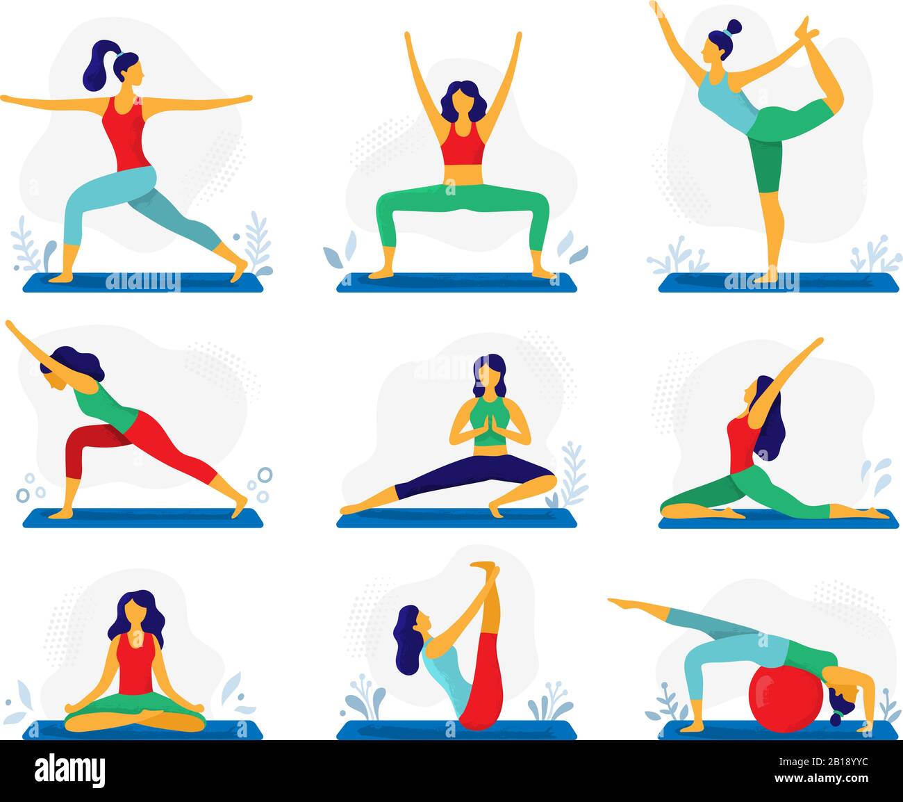 Yoga exercise. Fitness therapy, healthy stretch yoga poses and