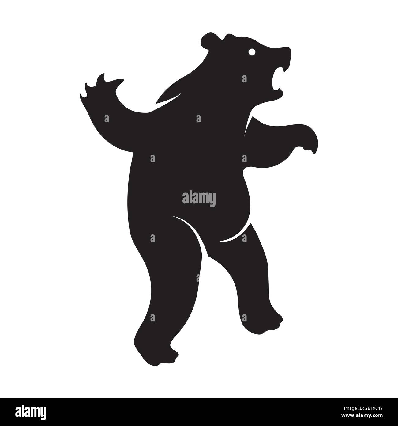 The angry bear logo is a black icon on a white isolated background. Vector image Stock Vector