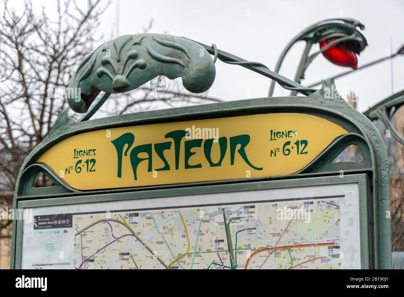 Pasteur metro station sign in Paris Stock Photo