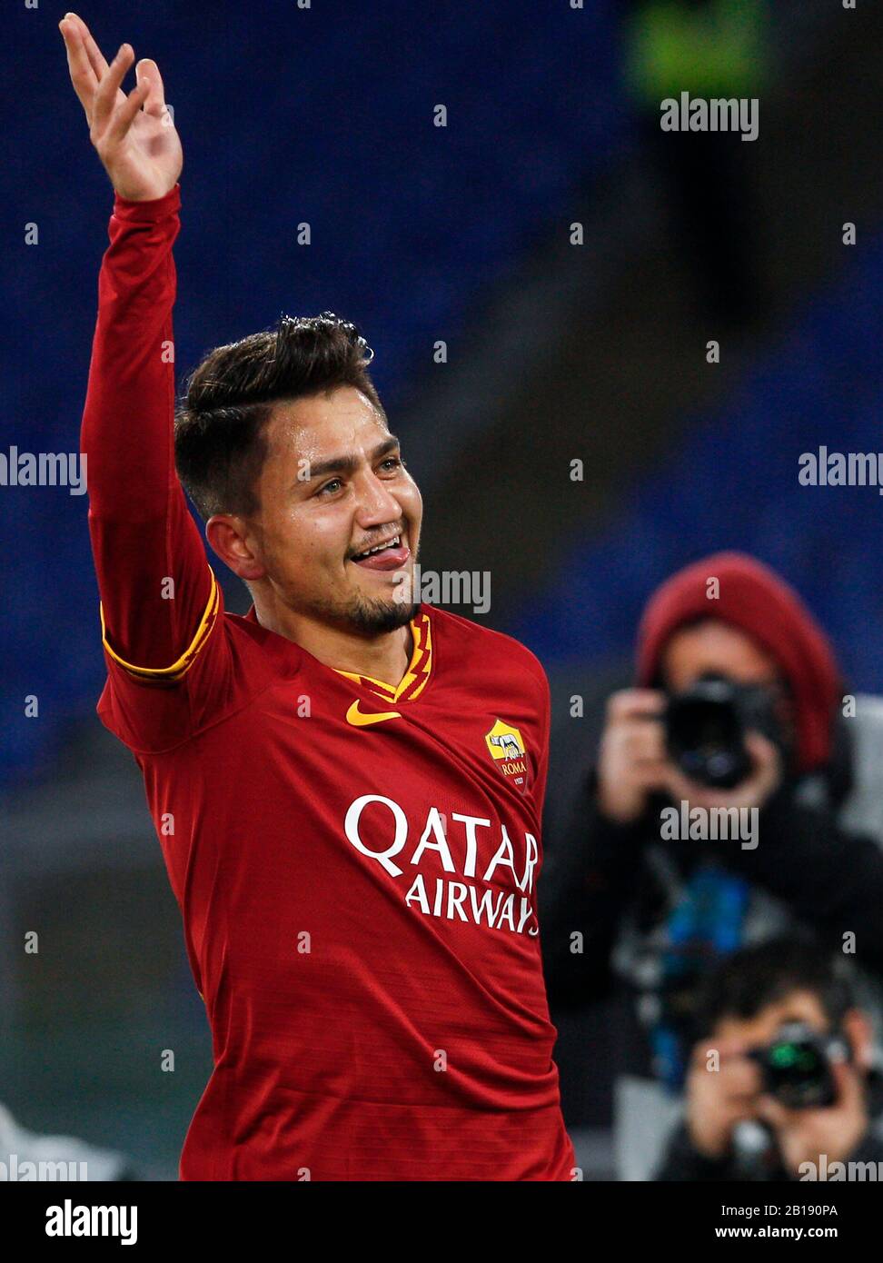 Cengiz Roma Rome, Italy. 23rd Feb, 2020. Roma s Cengiz Under celebrates after ...