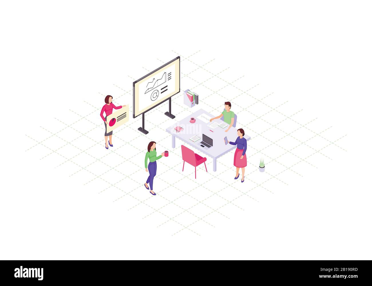 Teamwork isometric color vector illustration Stock Vector Image & Art ...