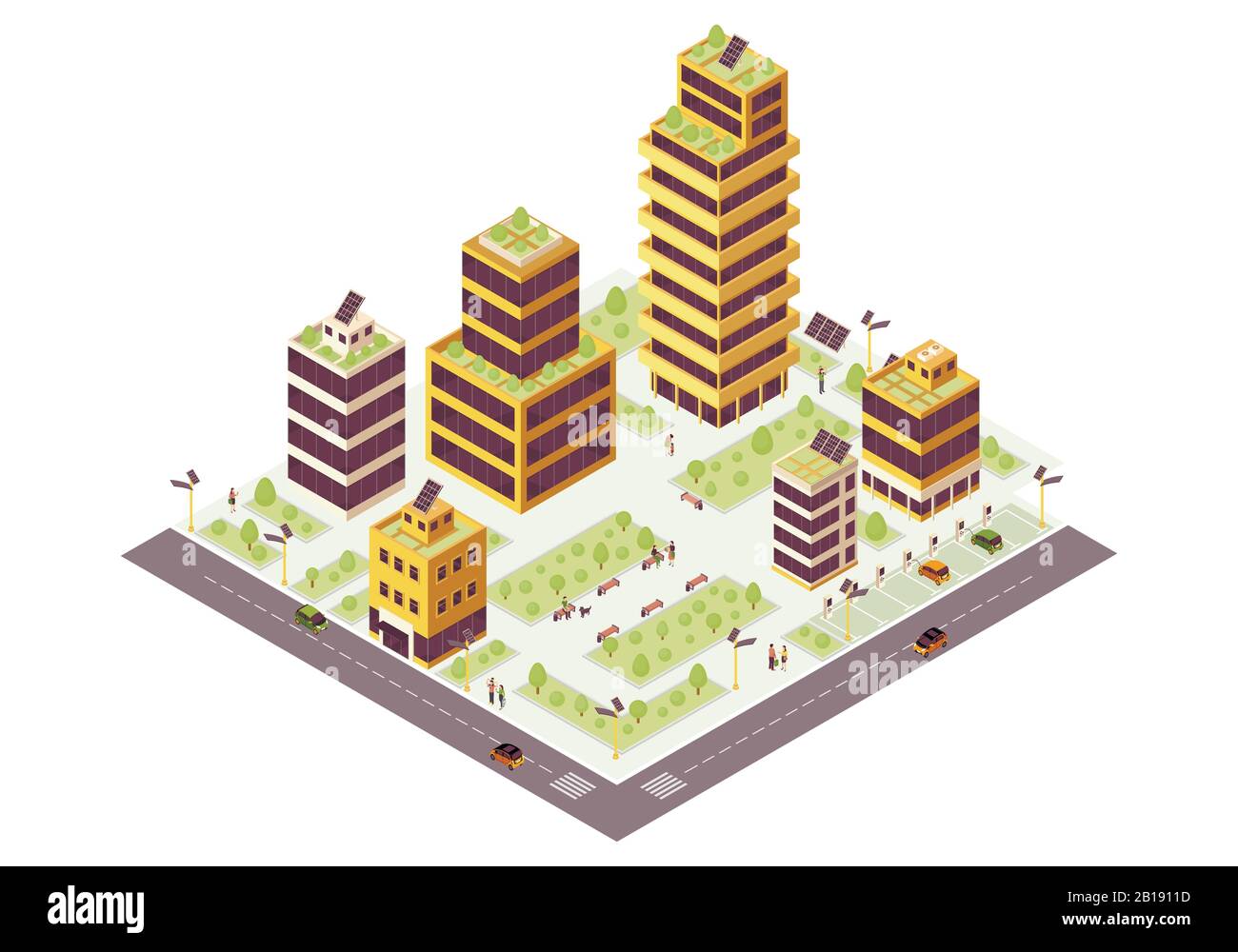 Eco city isometric color vector illustration Stock Vector