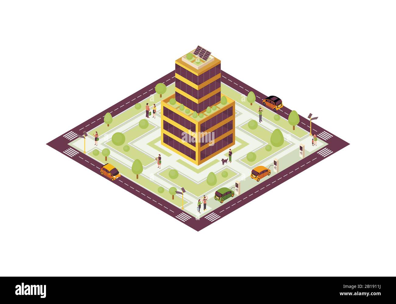 Eco city isometric color vector illustration Stock Vector Image & Art ...