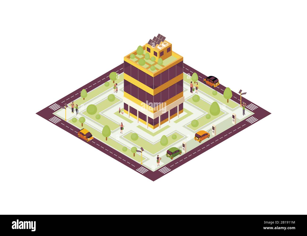 Eco city isometric color vector illustration Stock Vector Image & Art ...