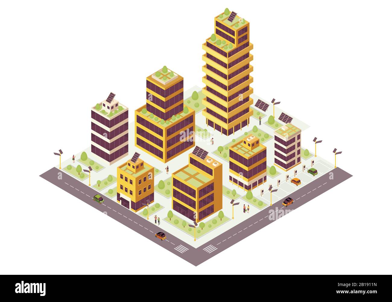 Eco city isometric color vector illustration Stock Vector Image & Art ...
