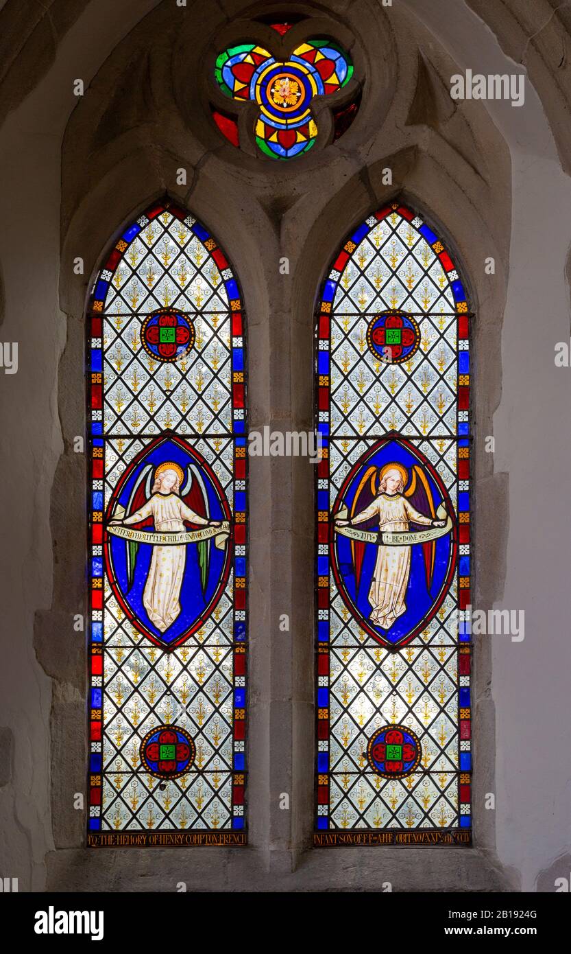 Stained glass window of angels c 1856, Worlingworth church, Suffolk ...