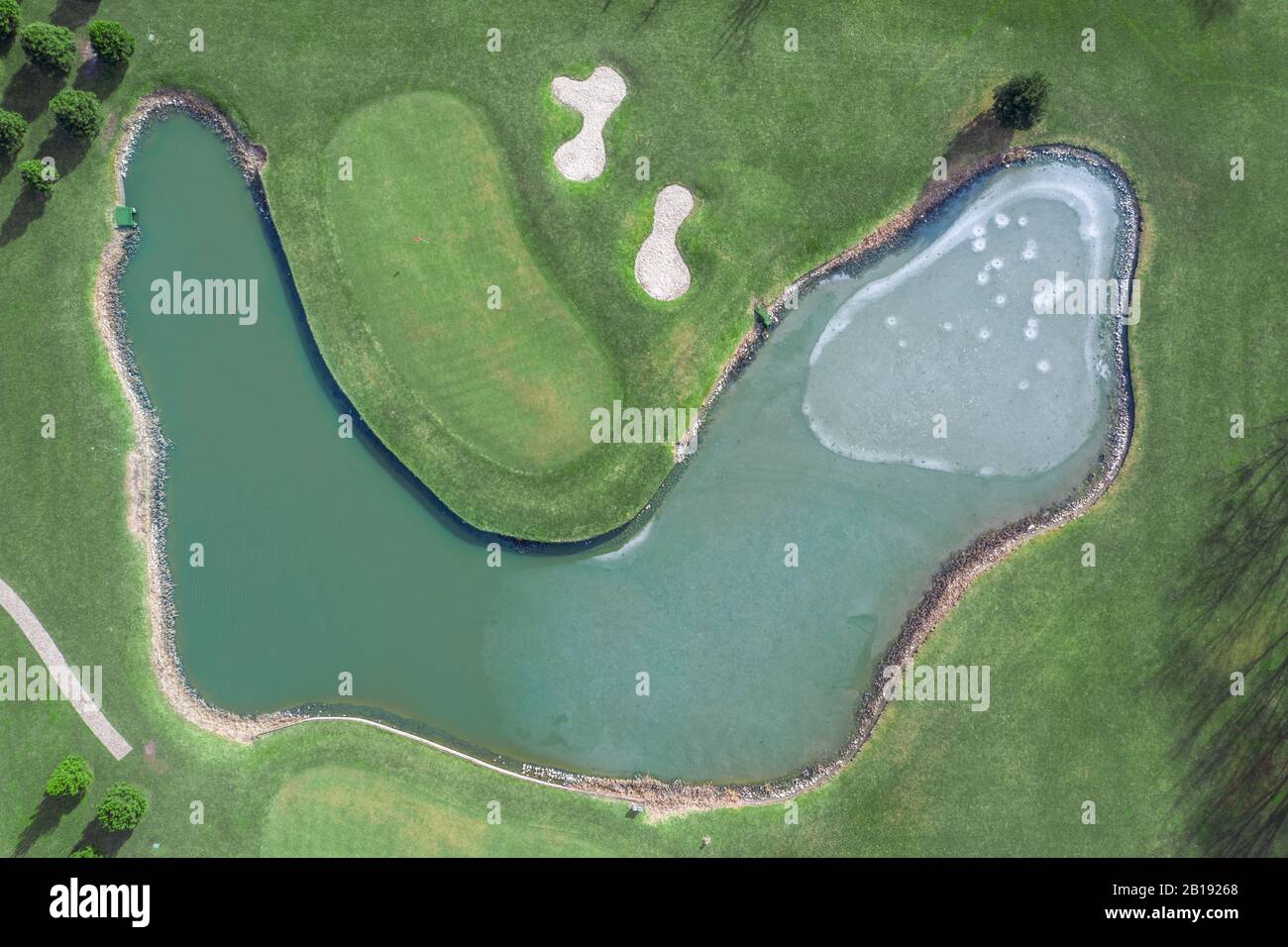 High quality golf courses with lakes in Mezhigorye National Park. Green ...