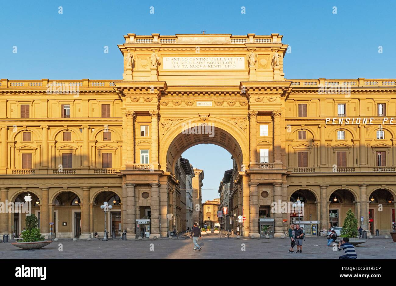 the triumphal arch on piazza della repubblica, florence, tuscany, italy. Stock Photo