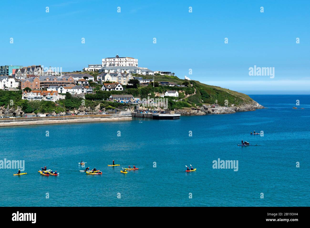sunny summer day at newquay in cornwall, england, britain Stock Photo