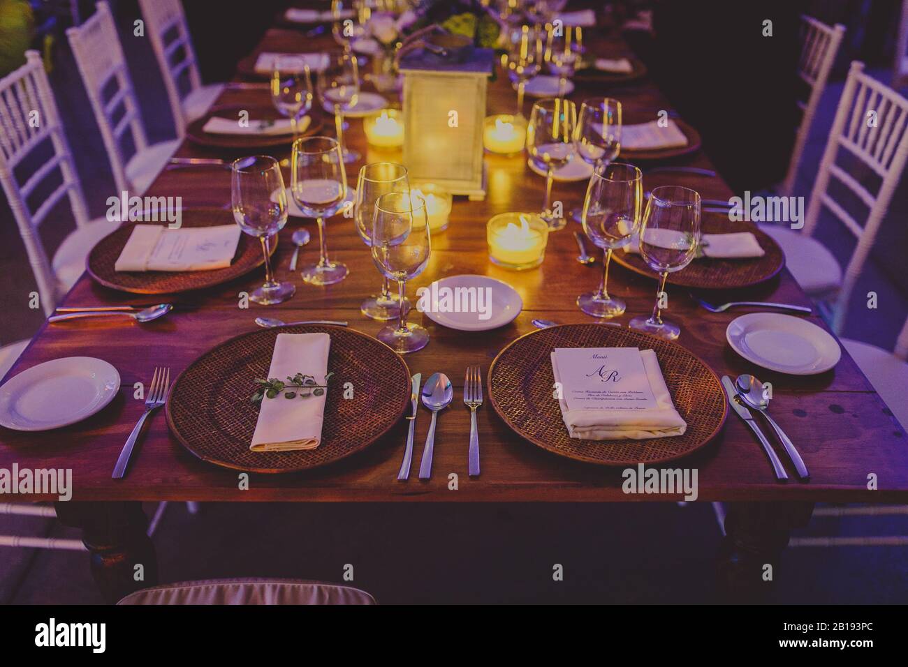 table dinner reception decoration Stock Photo