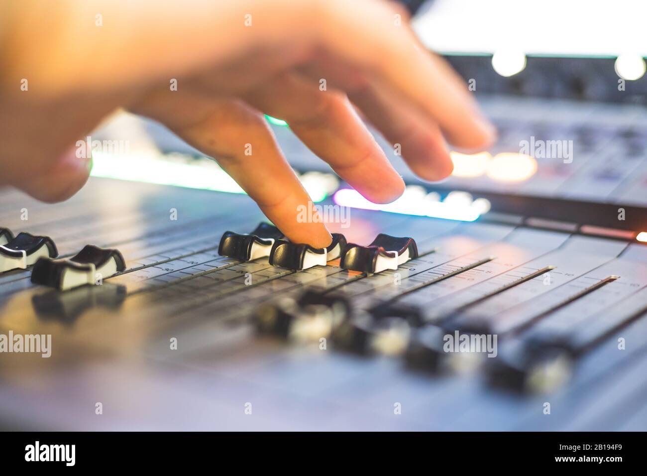 Professional music production in a sound recording studio. Sound