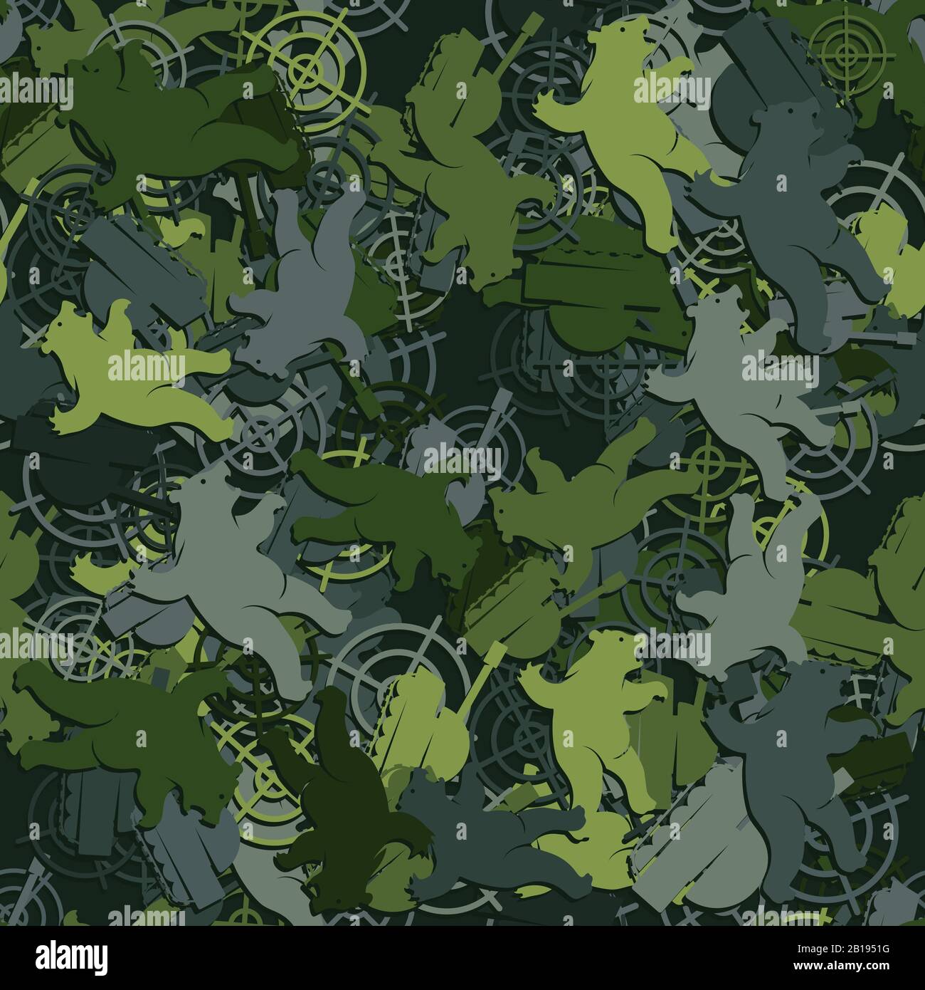 Seamless pattern bear target tank camouflage. Vector image Stock Vector
