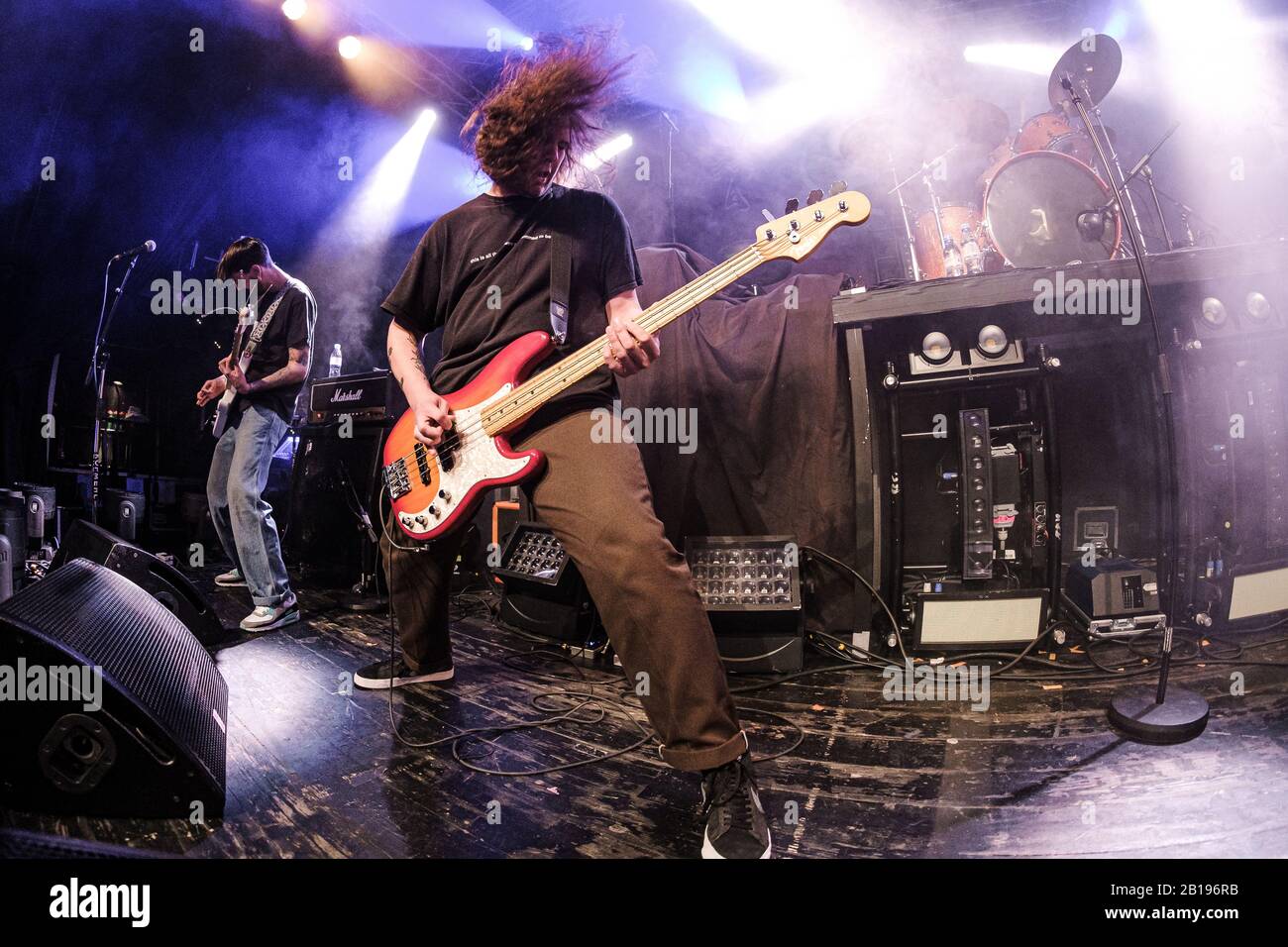 Solothurn, Switzerland. 19th, February 2020. The English hardcore punk band  Higher Power performs a live concert at Kofmehl in Solothurn. Here bass  player Ethan Wilkinson is seen live on stage. (Photo credit: