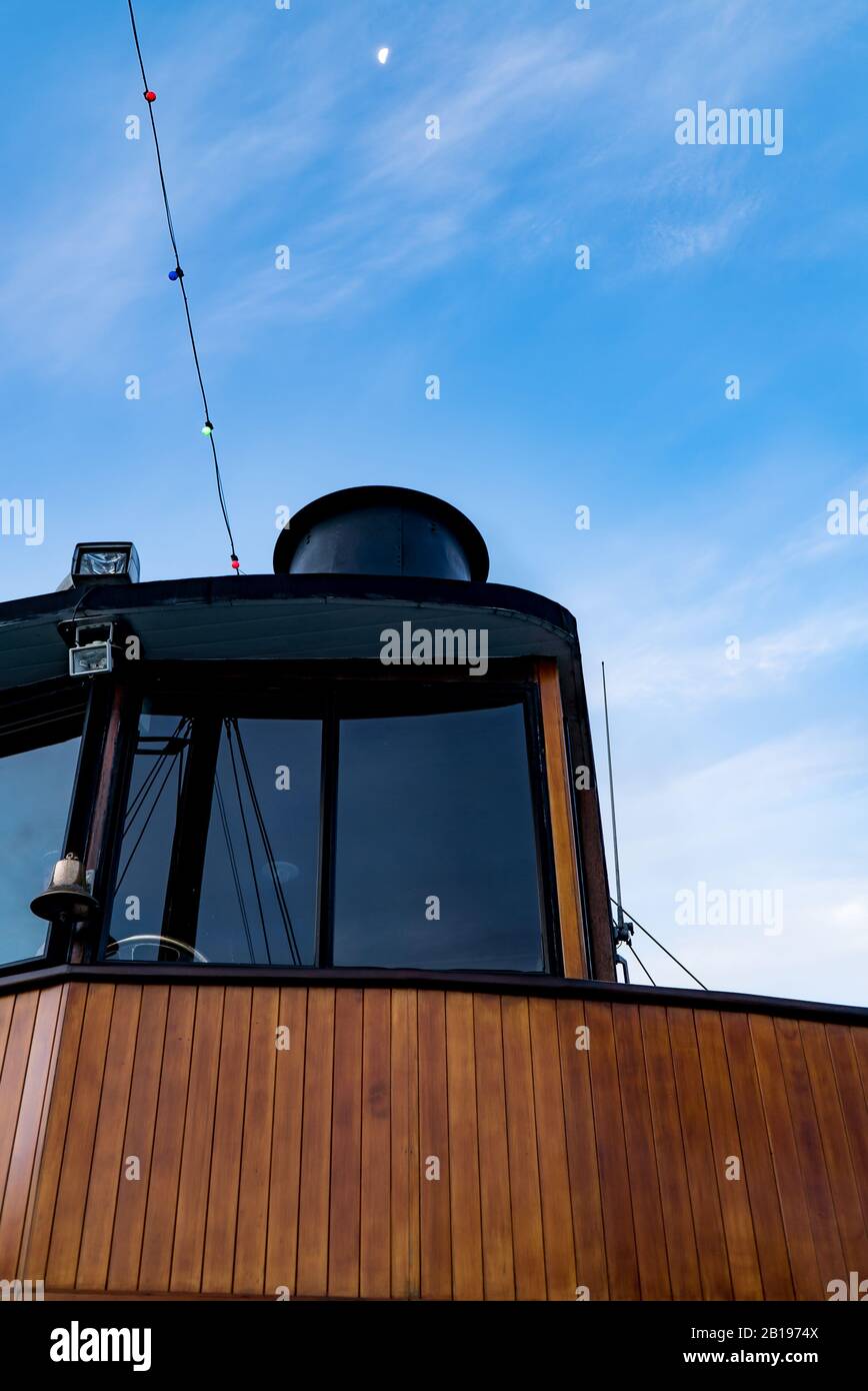 Vintage detailing on the Edwardian Steamer TSS Earnslaw in Queenstown, New Zealand Stock Photo