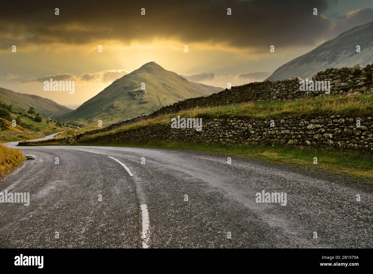Kirkstone Pass A592 road winding through the breathtaking scenery of