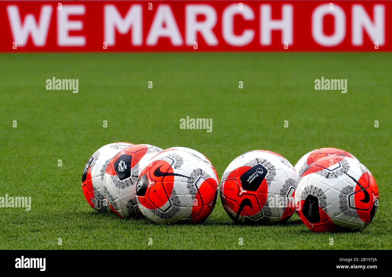 A general view of the new Nike Tunnel Vision Merlin match ball on the pitch  ahead of the Premier League match at St Mary's Southampton Stock Photo -  Alamy