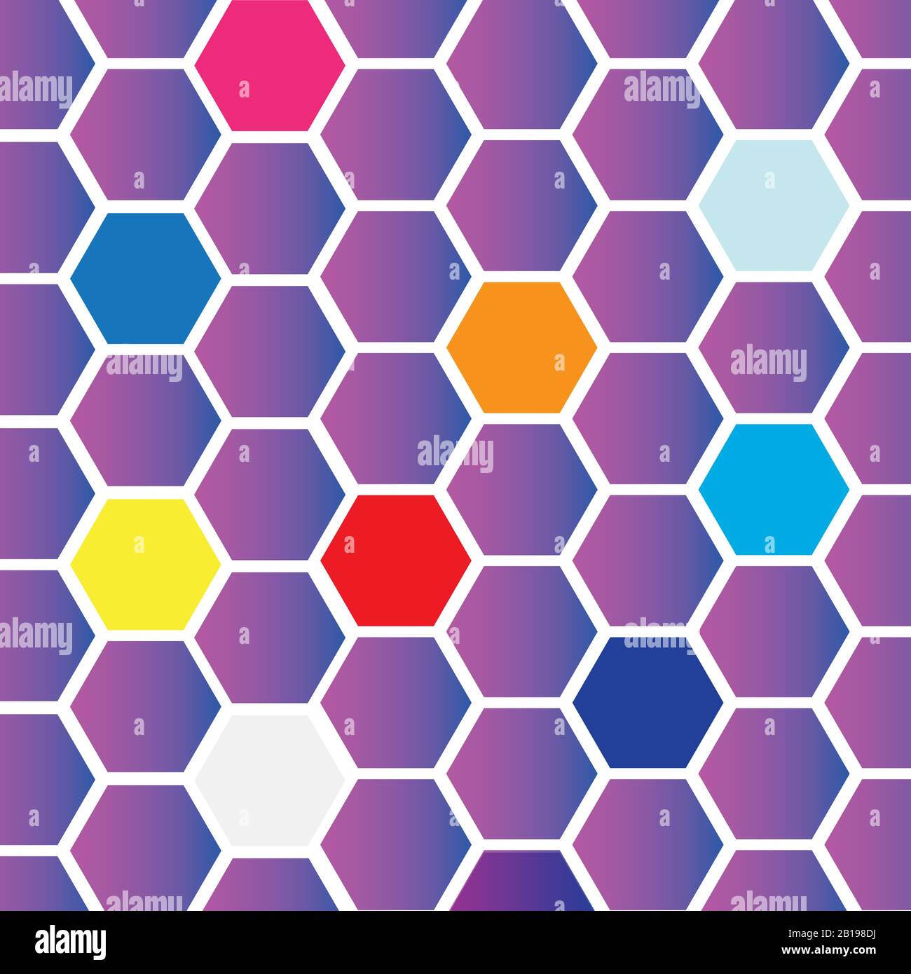 System of hexagons, and some random colors, vector image Stock Vector