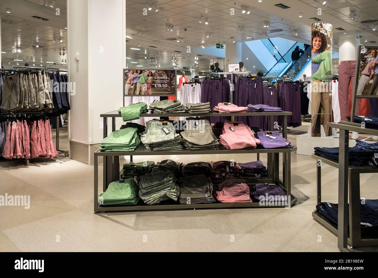 The interior of a Marks and Spencer store, M&S, in Truro City centre in Cornwall. Stock Photo