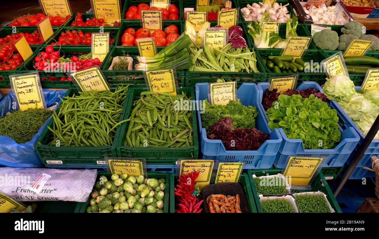 fresh vegetables on the market, healthy eating, Germany Stock Photo Alamy