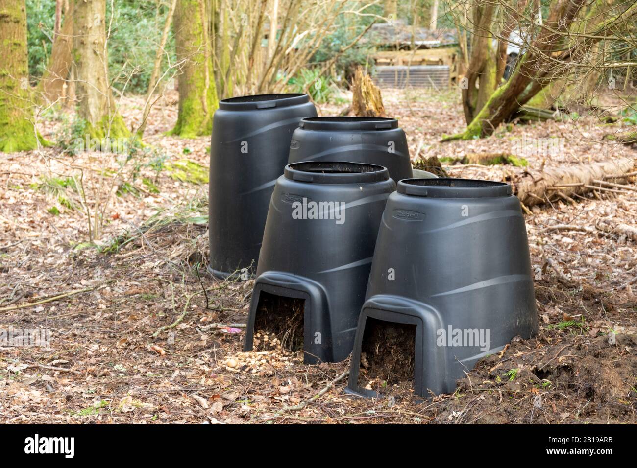 Black compost bins Stock Photo Alamy
