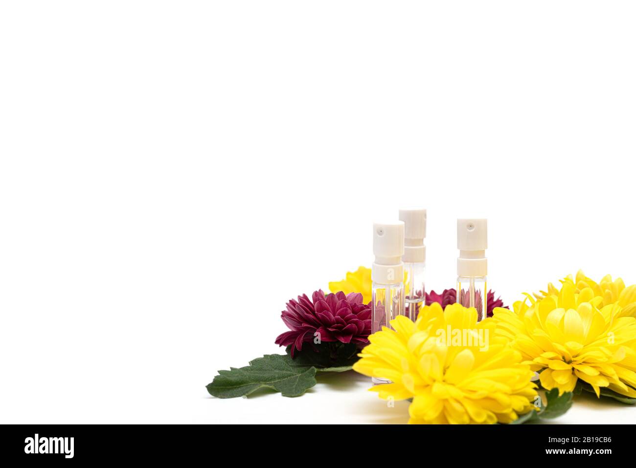 Set of perfume samplers isolated on white background Stock Photo