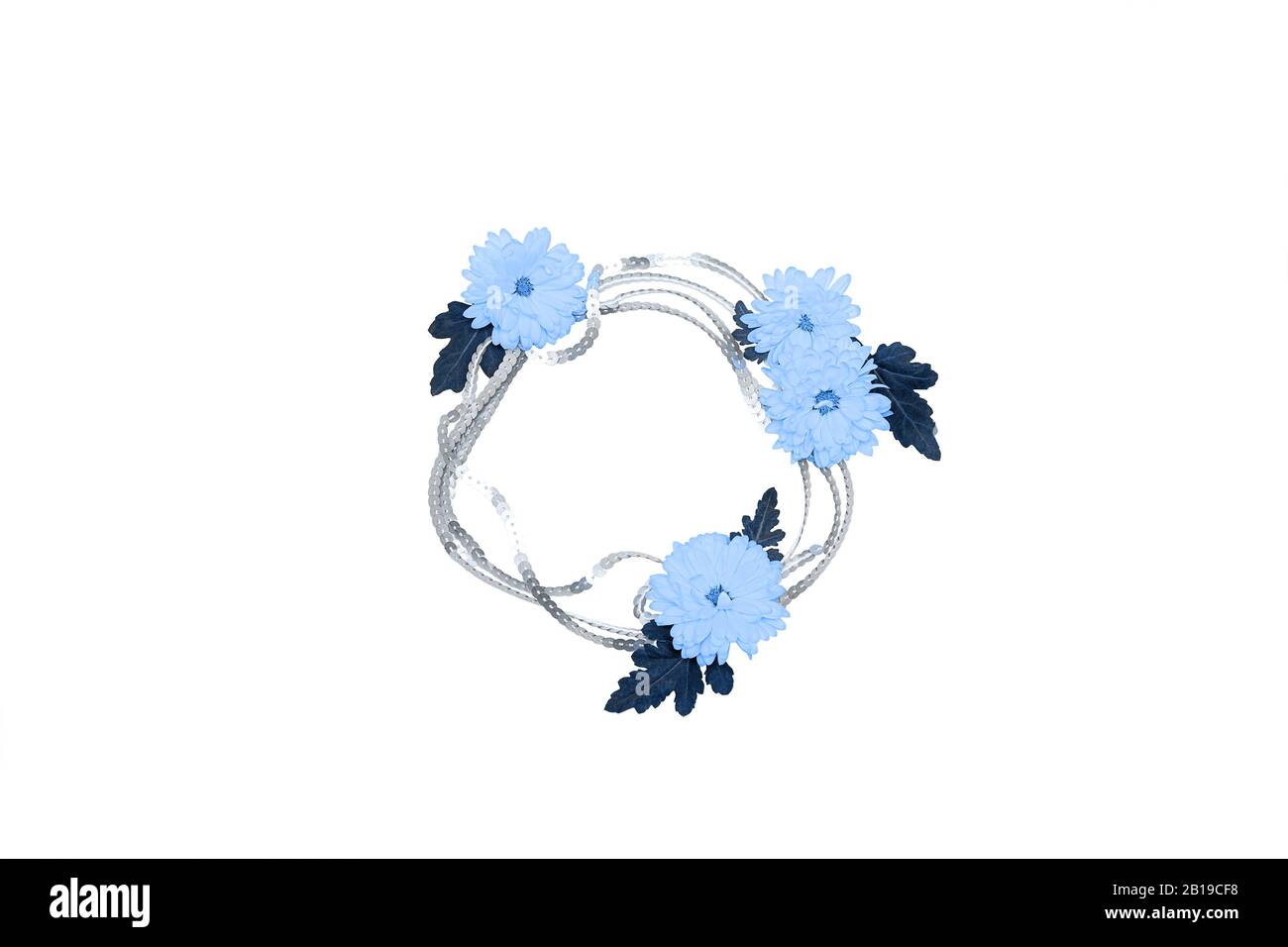 Blue flowers and ribbon isolated on white background Stock Photo - Alamy