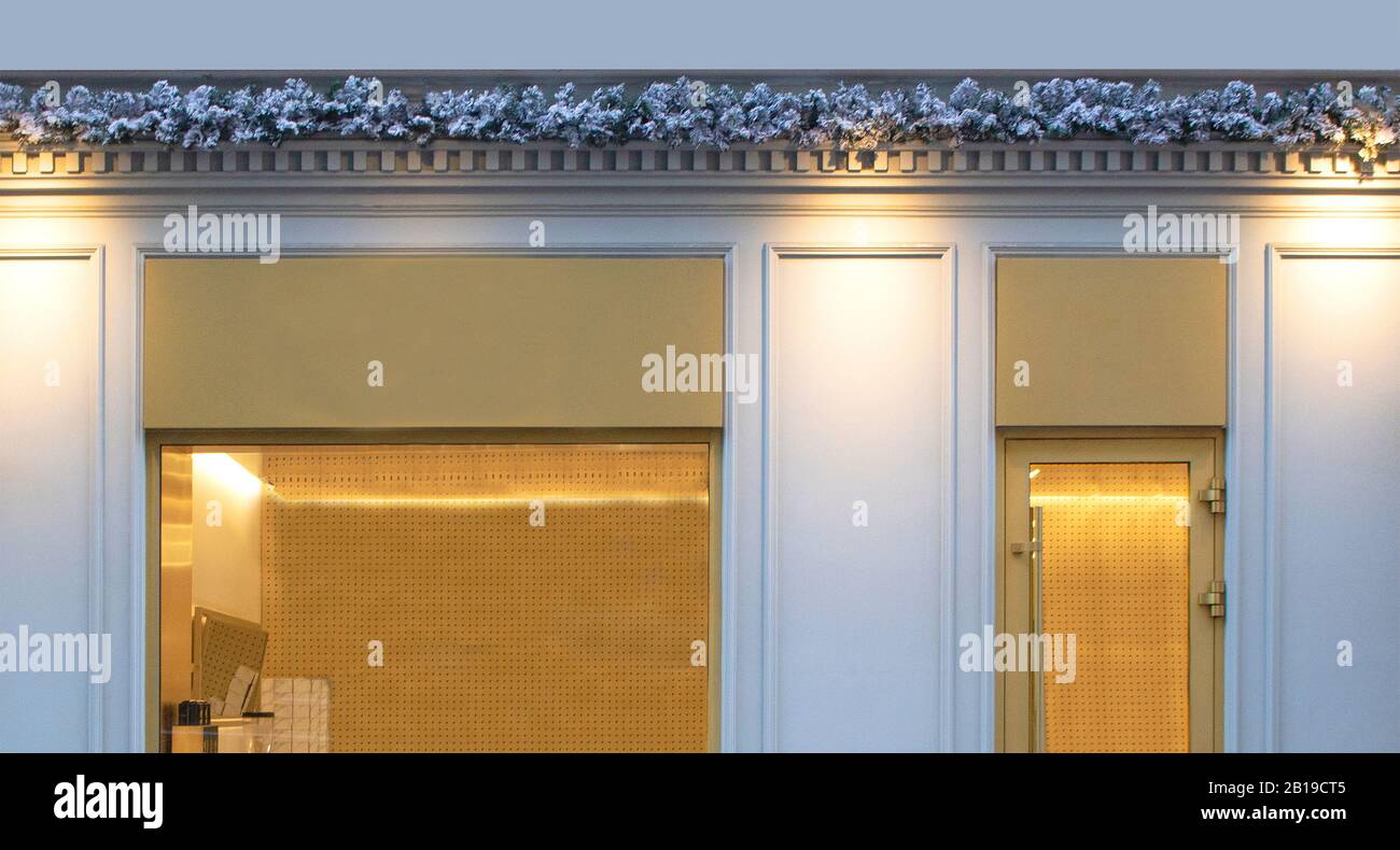 Blank yellow cafe rectangular signboard mockup, front view Stock Photo